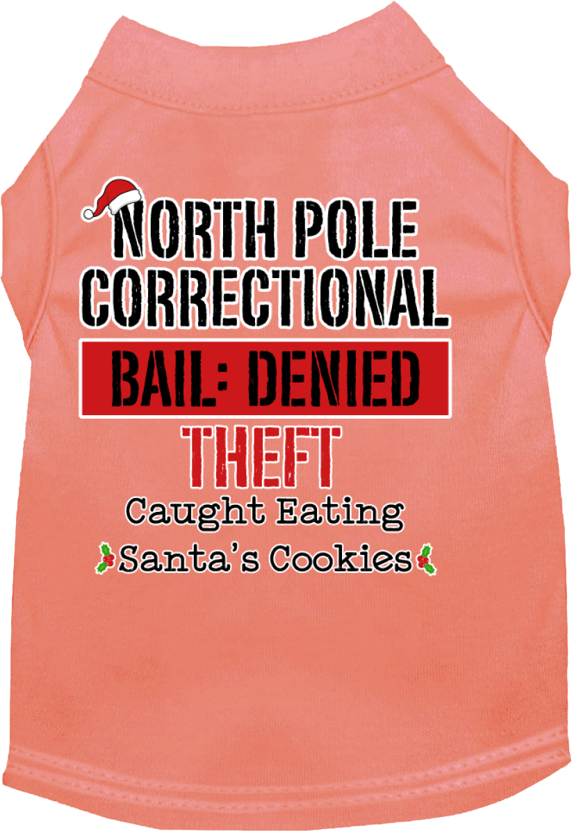 North Pole Correctional Screen Print Dog Shirt Peach Size 5X